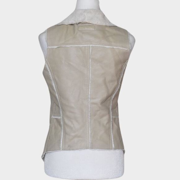 BLANK NYC Faux Leather Fur Lined Vest Cream Size S - Picture 3 of 6